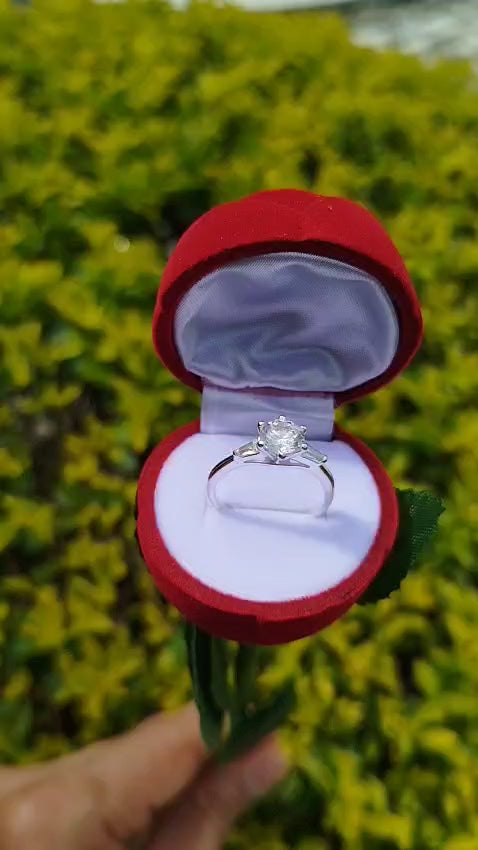 Anillo para compromiso en plata 925 con estuche en rosa🌹 Ref A2